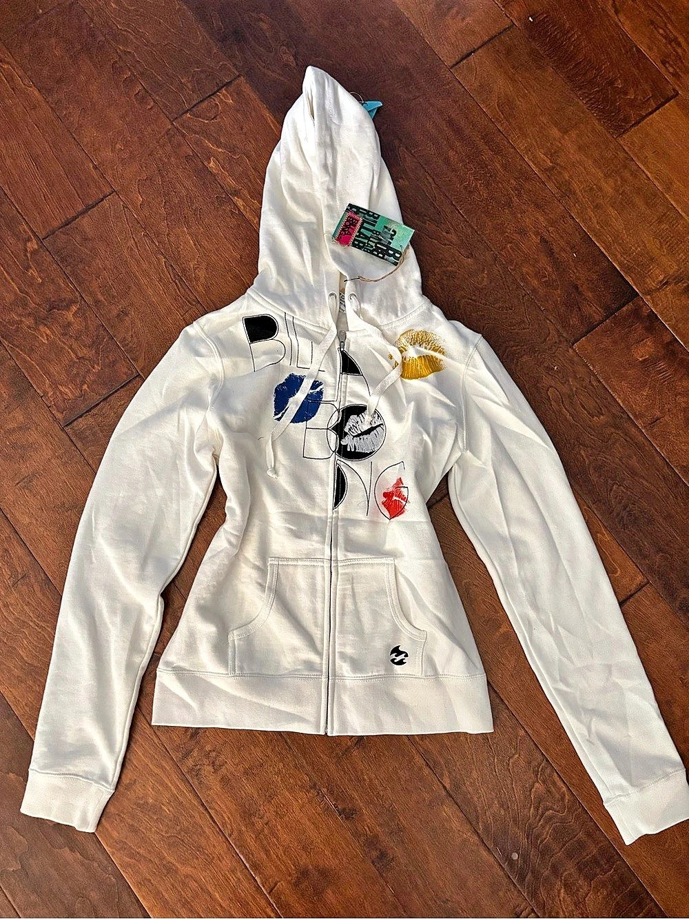 Billabong Graphic Zip Hoodie White Size Large NWT
